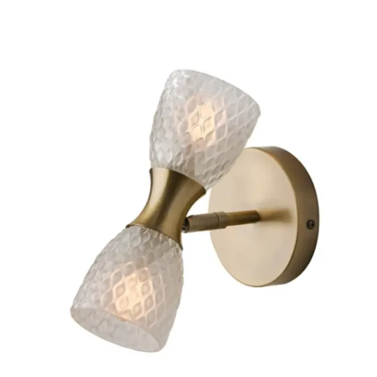 Kirkland's Home Gold Metal And Dual Glass Shade Sconce- Sconces