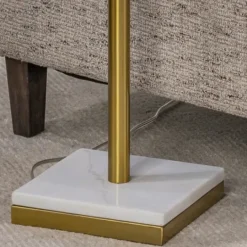 Kirkland's Home Gold Metal And Marble Base Floor Lamp- Floor Lamps