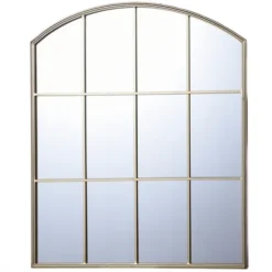 Kirkland's Home Gold Metal Arch Frame Pane Overlay Wall Mirror- Decorative Mirrors