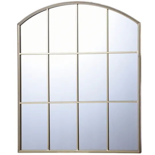 Kirkland's Home Gold Metal Arch Frame Pane Overlay Wall Mirror- Decorative Mirrors