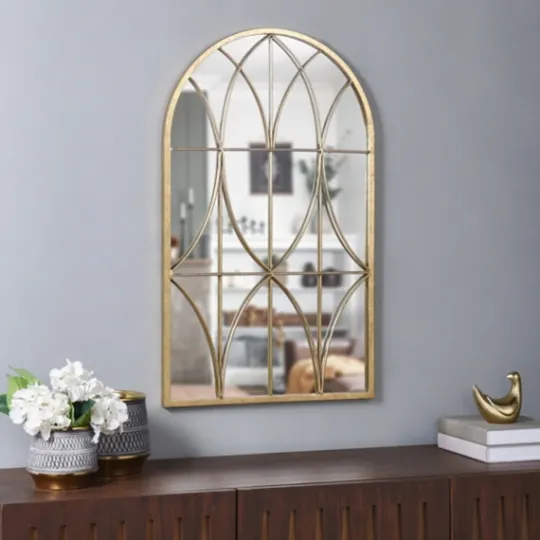Kirkland's Home Gold Metal Arch Fretwork Wall Mirror- Decorative Mirrors