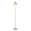 Kirkland's Home Gold Metal C-Curve Arch Arm Glass Shade Floor Lamp- Floor Lamps