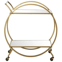 Kirkland's Home Gold Metal Circular Bar Cart- Kitchen Islands & Bar Carts