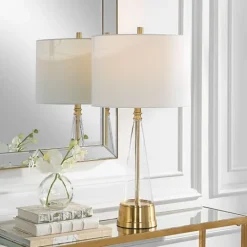Kirkland's Home Gold Metal Cone Base Table Lamp- Table Lamps
