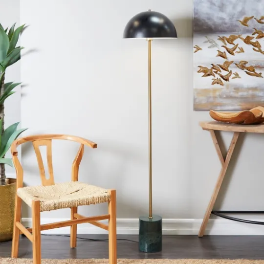 Kirkland's Home Gold Metal Dome Shade Floor Lamp- Floor Lamps