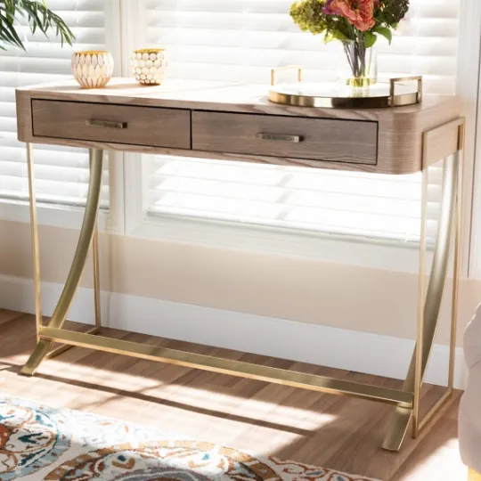 Kirkland's Home Gold Metal Frame Two-Drawer Console Table- Console Tables
