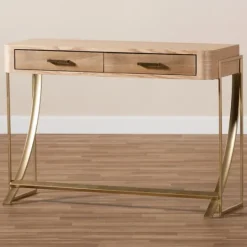 Kirkland's Home Gold Metal Frame Two-Drawer Console Table- Console Tables