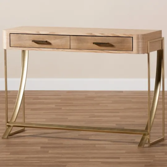 Kirkland's Home Gold Metal Frame Two-Drawer Console Table- Console Tables