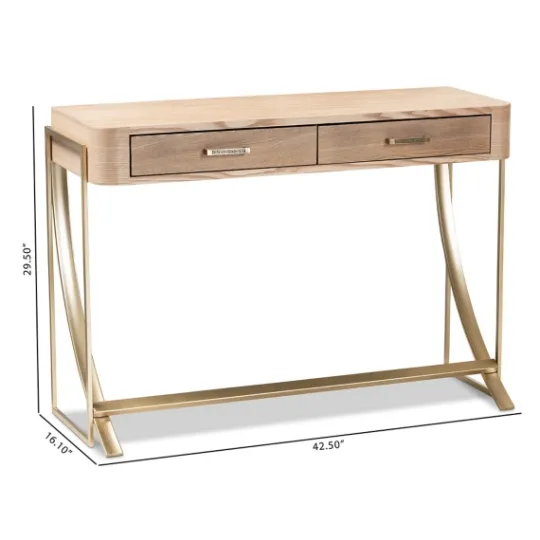 Kirkland's Home Gold Metal Frame Two-Drawer Console Table- Console Tables