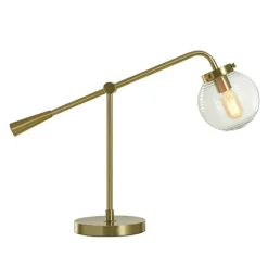 Kirkland's Home Gold Metal Glass Task Shade Table Lamp- Table Lamps