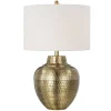 Kirkland's Home Gold Metal Hammered Cream Shade Table Lamp- Table Lamps
