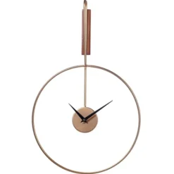 Kirkland's Home Gold Metal Open Back Clock With Wood Block- Clocks