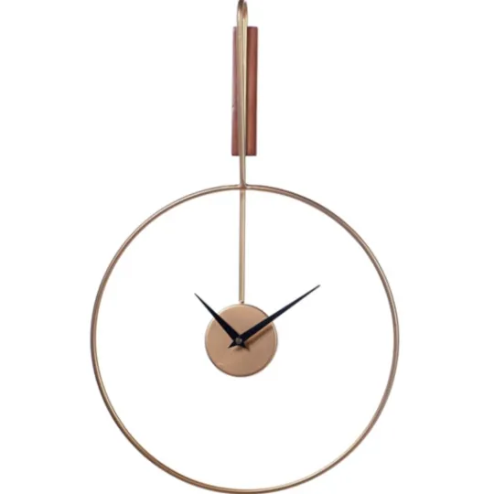 Kirkland's Home Gold Metal Open Back Clock With Wood Block- Clocks