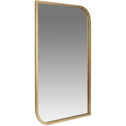 Kirkland's Home Gold Metal Rounded And Pointed Rectangular Mirror- Decorative Mirrors