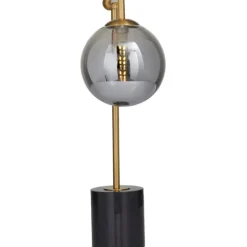 Kirkland's Home Gold Metal Smoked Glass Shade Table Lamp- Table Lamps