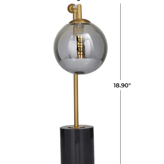 Kirkland's Home Gold Metal Smoked Glass Shade Table Lamp- Table Lamps