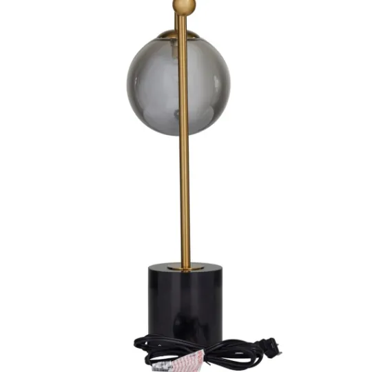Kirkland's Home Gold Metal Smoked Glass Shade Table Lamp- Table Lamps