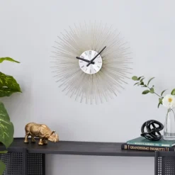 Kirkland's Home Gold Metal Sunburst Wall Clock- Clocks