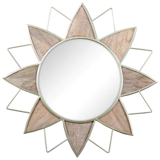 Kirkland's Home Gold Metal Wood Inlay Flower Frame Mirror- Decorative Mirrors