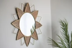 Kirkland's Home Gold Metal Wood Inlay Flower Frame Mirror- Decorative Mirrors