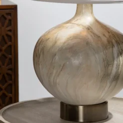 Kirkland's Home Gold Pistachio Swirl Gourd Table Lamp- Table Lamps