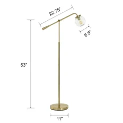 Kirkland's Home Gold Ribbed Glass Task Floor Lamp- Floor Lamps