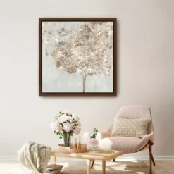 Kirkland's Home Gold Shimmering Tree Framed Canvas Art Print- Framed Art