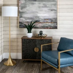 Kirkland's Home Gold Sleek Modern Floor Lamp- Floor Lamps