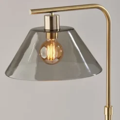 Kirkland's Home Gold Smoked Glass Floor Lamp- Floor Lamps