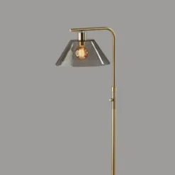 Kirkland's Home Gold Smoked Glass Floor Lamp- Floor Lamps