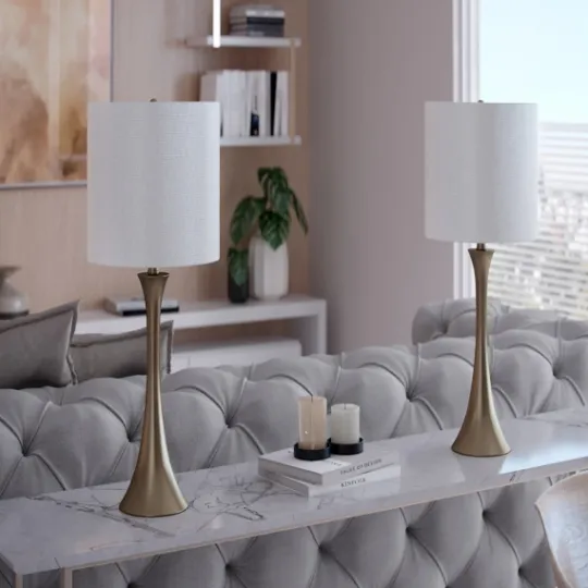 Kirkland's Home Gold Sparkle Shade Tapered Table Lamps, Set Of 2- Table Lamps