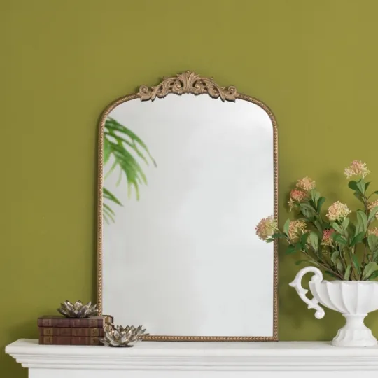 Kirkland's Home Gold Studded Scroll Arched Mirror, 36 In.- Decorative Mirrors