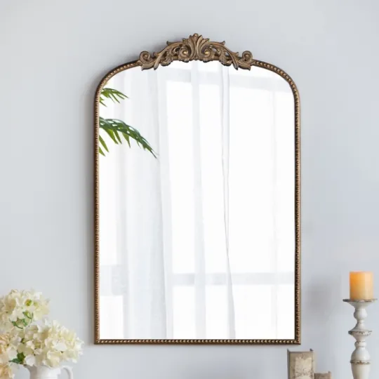 Kirkland's Home Gold Studded Scroll Arched Mirror, 36 In.- Decorative Mirrors