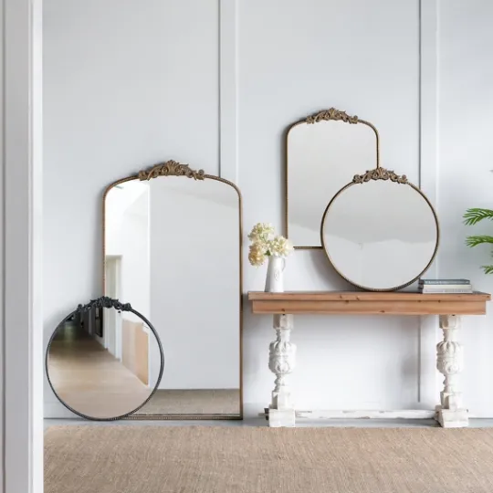 Kirkland's Home Gold Studded Scroll Arched Mirror, 36 In.- Decorative Mirrors