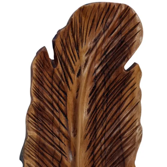 Kirkland's Home Gold Teak Carved Feather Wall Plaques, Set Of 3- Wall Plaques
