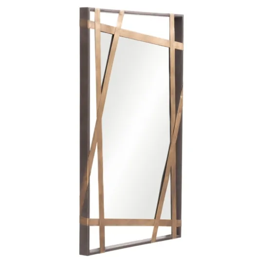 Kirkland's Home Gold Tilted Abstract Framed Mirror- Framed Mirrors