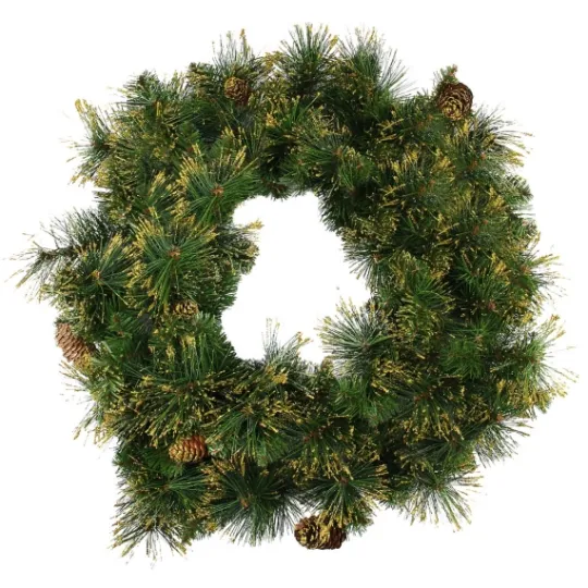 Kirkland's Home Gold Tipped Dark Green Pinecone Wreath- Wreaths