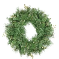 Kirkland's Home Gold Tipped Pine Needle And Berries Wreath- Wreaths