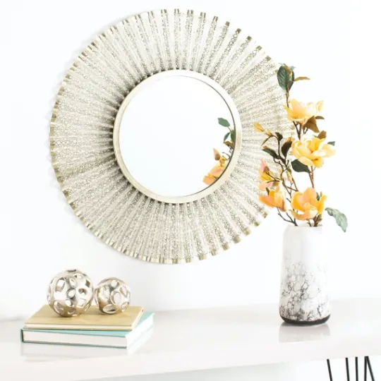 Kirkland's Home Gold Trim Metal Round Frame Mirror- Decorative Mirrors