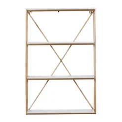 Kirkland's Home Gold X-Frame Daisy White Wood Wall Shelf- Shelves