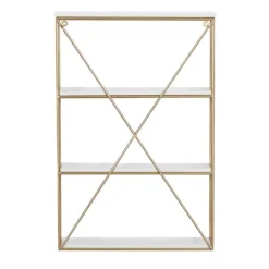 Kirkland's Home Gold X-Frame Daisy White Wood Wall Shelf- Shelves
