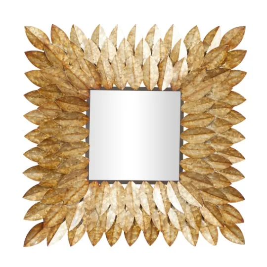 Kirkland's Home Golden Leaves Metal Framed Mirror- Framed Mirrors