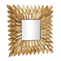 Kirkland's Home Golden Leaves Metal Framed Mirror- Framed Mirrors