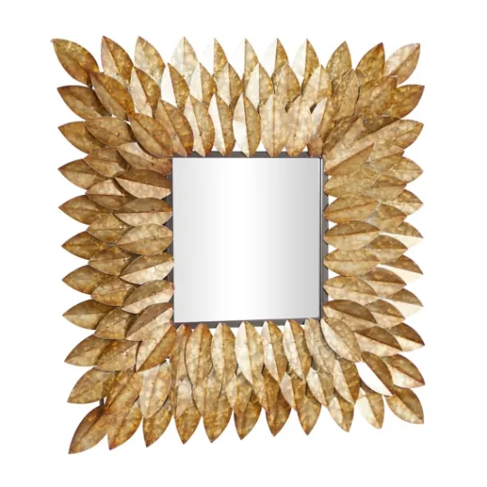 Kirkland's Home Golden Leaves Metal Framed Mirror- Framed Mirrors