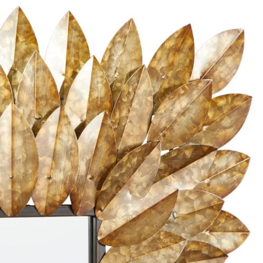 Kirkland's Home Golden Leaves Metal Framed Mirror- Framed Mirrors