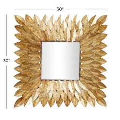 Kirkland's Home Golden Leaves Metal Framed Mirror- Framed Mirrors