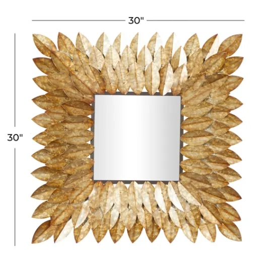 Kirkland's Home Golden Leaves Metal Framed Mirror- Framed Mirrors