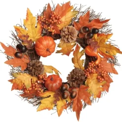 Kirkland's Home Golden Maple Pumpkins Harvest Wreath- Wreaths