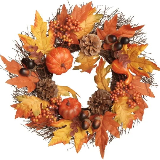 Kirkland's Home Golden Maple Pumpkins Harvest Wreath- Wreaths