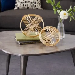 Kirkland's Home Golden Minimalist Line Orbs, Set Of 2- Bowl Filler